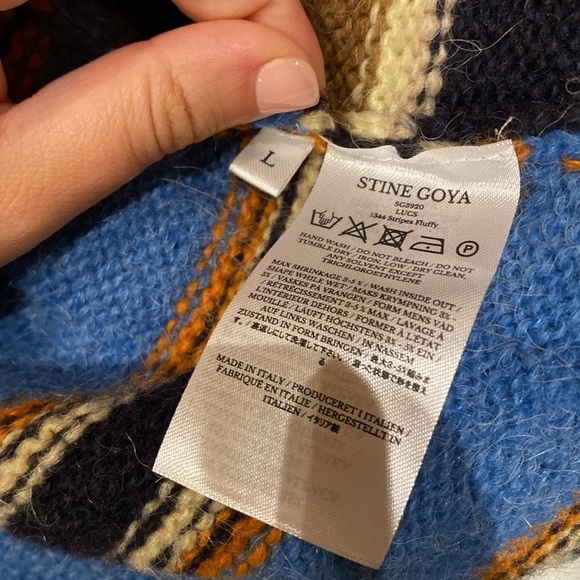 Stine Goya / lucs alpaca stripes fluffy colorblock oversize Sweater Large L - Picture 8 of 8